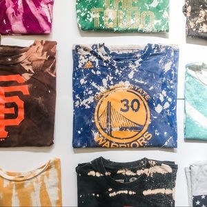 Custom Golden State Warriors Steph Curry Tie Dye Short Sleeve Tee. Blue size XXL